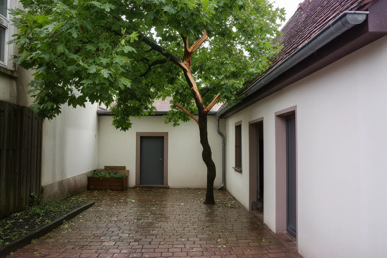 Branche fissurée menaçant une cour à Colmar